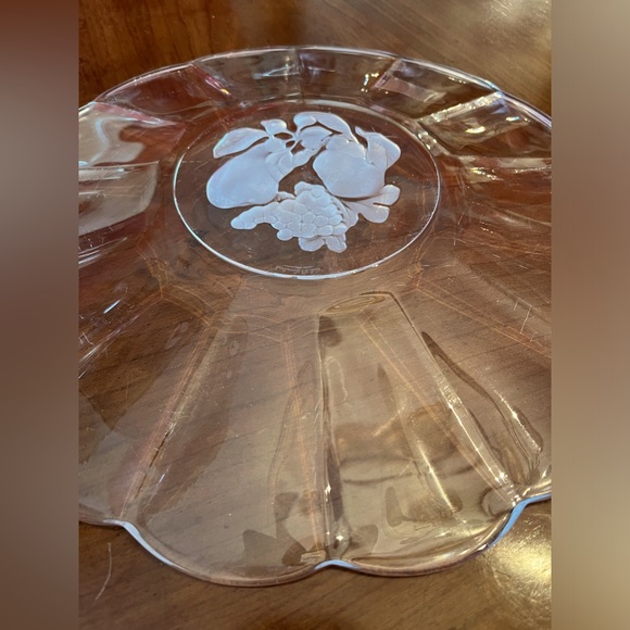 VAL St LAMBERT "Brussels" Clear Crystal Fruit Serving Torte Platter - Picture 8 of 9